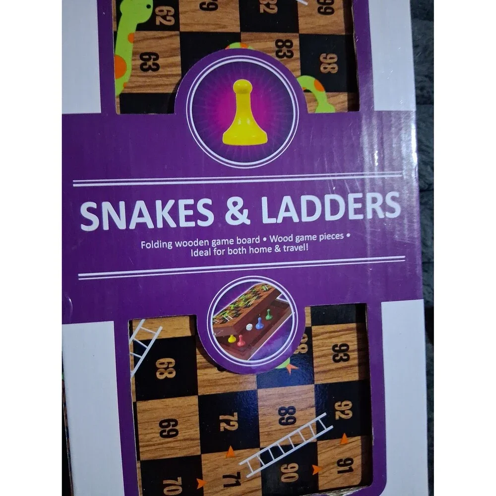 Wooden Snakes & ladders board game